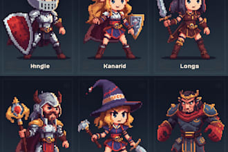 create custom pixel art characters, animated sprite sheets and rpg maker sprites