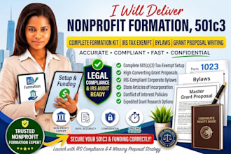 do nonprofit formation, 501c3 tax exempt status, and grant writing proposal