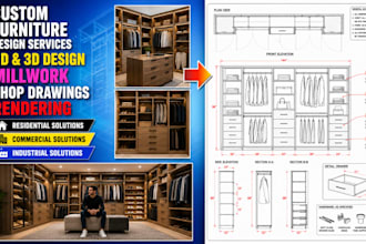 create furniture technically design interior design in autocad