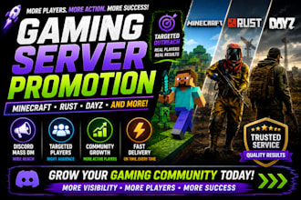 promote your minecraft, rust, dayz server with discord mass dm and server promot