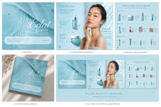 design sales product catalog, brochure for beauty skincare and cosmetics brands