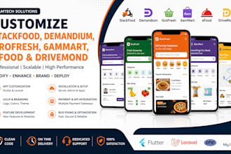 customize stackfood, 6ammart, demandium, gofresh, efood, drivemond flutter app