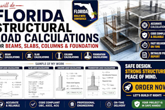 do florida structural load calculations for beams, slabs, columns and foundation