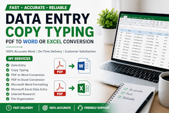 do accurate data entry, copy typing and PDF to word