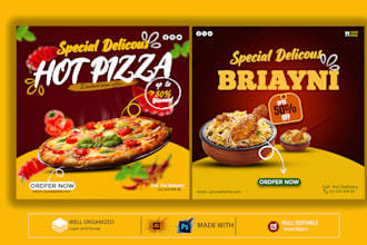 design a modern food flyer, restaurant poster, menu, and social media banner