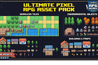 create pokemon style pixel tileset, overworld map, rpg game assets in 3 4 5