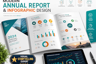 design modern annual report, impact report and  infographic brochure or booklet