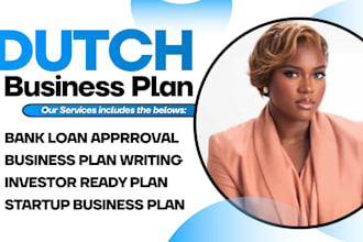 draft dutch business plans and financial plan projects for investors and loans