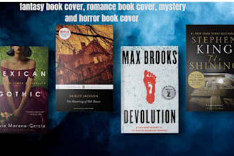 design fantasy book cover, romance book cover, mystery and horror book cover