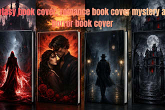 design fantasy book cover, romance book cover, mystery and horror book cover