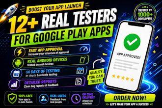 provide 12 testers google play closed testing 12 app tester