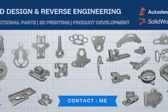 design industrial cad models, mechanical parts stl to step product prototypes