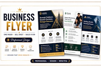 design business flyer, one pager, sell sheet, or sales flyer