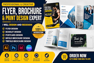 design and redesign flyer, booklet, postcard, bifold and trifold brochure design