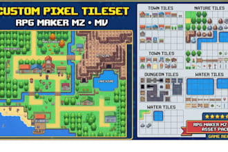 custom pixel art tileset, tilemap and rpg maker mz mv game assets