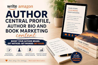 write amazon author central profile, author bio and book marketing content
