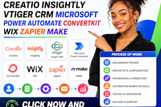 creatio insightly vtiger CRM microsoft power automate convertkit wix zapier make