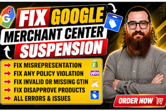 fix google merchant center suspension, misrepresentation and product approval