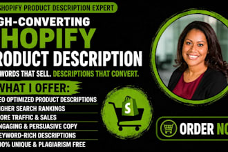 write shopify product description shopify SEO product listing copywriting