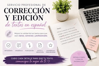corregiré y editaré tus textos en español
