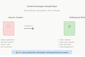 write technical content like sql, java, API docs, saas tutorials, blogs
