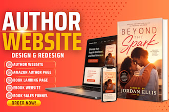 design author website, amazon author page, book landing page, and ebook website