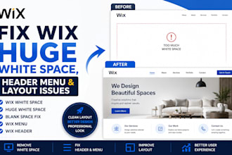 fix wix huge white space, header menu, and layout issues