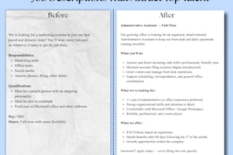 write compelling job descriptions and screen candidates