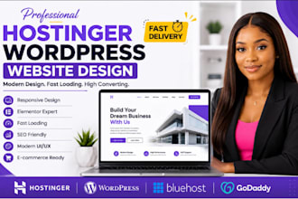 hostinger wordpress design, hostinger website, godaddy, bluehost, hostinger