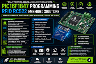 program pic16f1847, rfid rc522, embedded firmware and custom pcb design