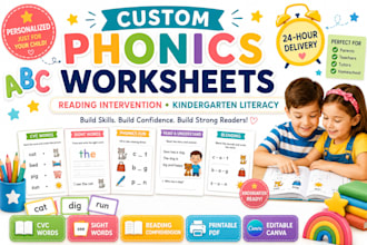 create personalized phonics and reading intervention worksheets for kindergarten
