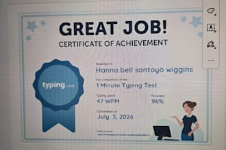 do any typing or writing you need done