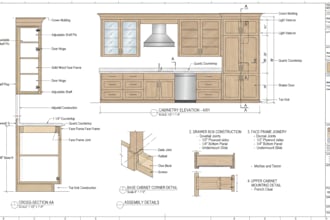 draw custom millwork, joinery, casework and furniture shop drawings in autocad