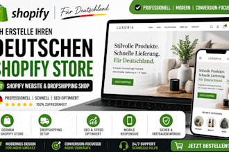 build german shopify store, shopify website and dropshipping shop
