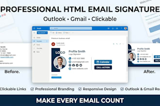 design clickable HTML email signature for outlook gmail apple mail and business