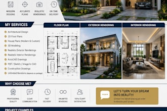 design modern house plans and realistic 3d renderings