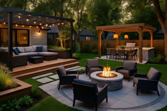 do landscape design, garden, backyard, patio, pool and front yard plans