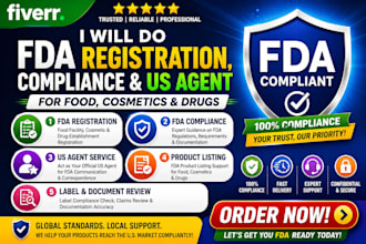 do fda registration, compliance and US agent for food, cosmetics and drugs