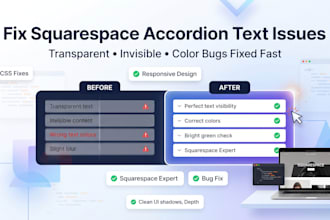 fix squarespace accordion text transparent, invisible, and color issues