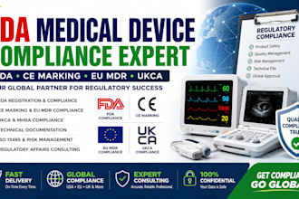 provide fda medical device compliance, ce marking, eu mdr and ukca