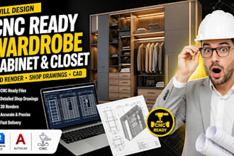 design cnc ready wardrobe cabinet closet 3d render shop drawings cad