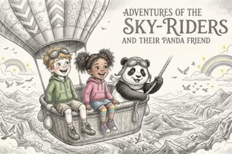 draw children story book illustration, children story book, book illustration