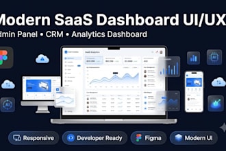design a modern saas dashboard UI UX, admin panel, CRM and analytics dashboard