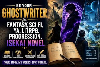 be ghostwriter for fantasy, sci fi, ya, litrpg, progression, isekai novel