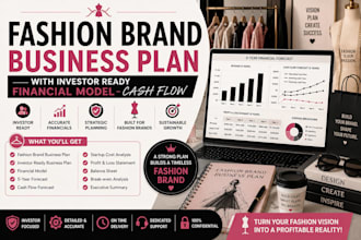 fashion brand  business plan with investor ready financial model cash flow