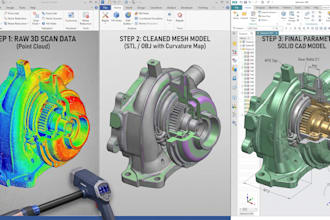 do mechanical part reverse engineering, cad model 3d scan stl, obj, mesh model
