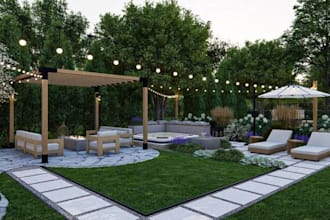 do 3d landscape design, garden, pool, patio, backyard, autocad and rendering