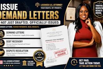 issue a professional demand letter for unpaid invoice and debt recovery