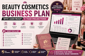 beauty cosmetics business plan with loan ready 5 year projections