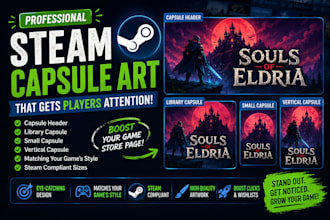 design a pro steam capsule art and game key art for your steam page